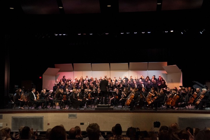 The Montgomery County Chorale & Orchestra on stage at their Spring 2023 performance.